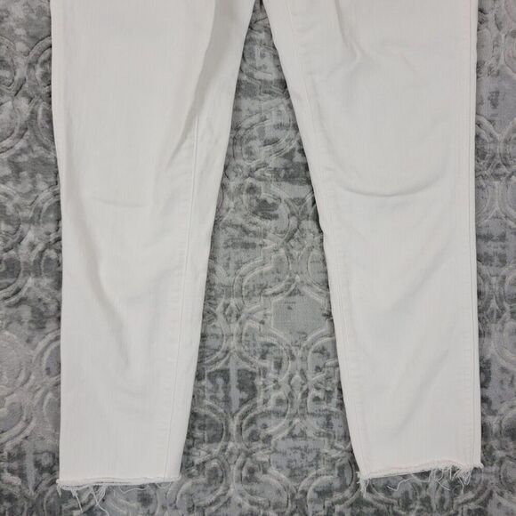 Madewell Jeans Women's 28 White 10" High-Rise Skinny Crop  Button Fly Raw Hem - Picture 3 of 15